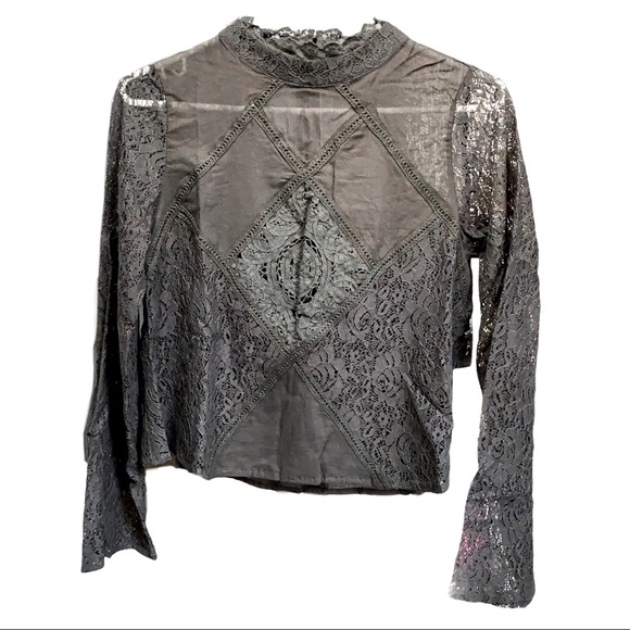 🆕 NEW Jackson Rowe Fria Black Lace Mock Neck Blouse Bohemian Backless Top XS - Picture 3 of 7